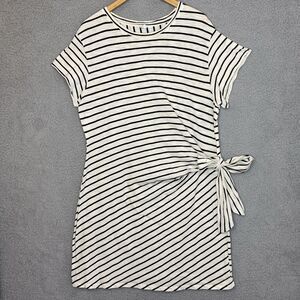GAP XXL White Black Striped Cotton Faux Wrap Stretch Cotton Dress Size 2XL
